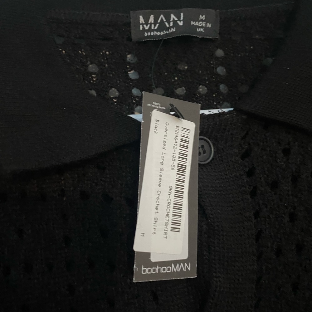 Boohoo Black Knit Button-Up Top - Picture 4 of 5